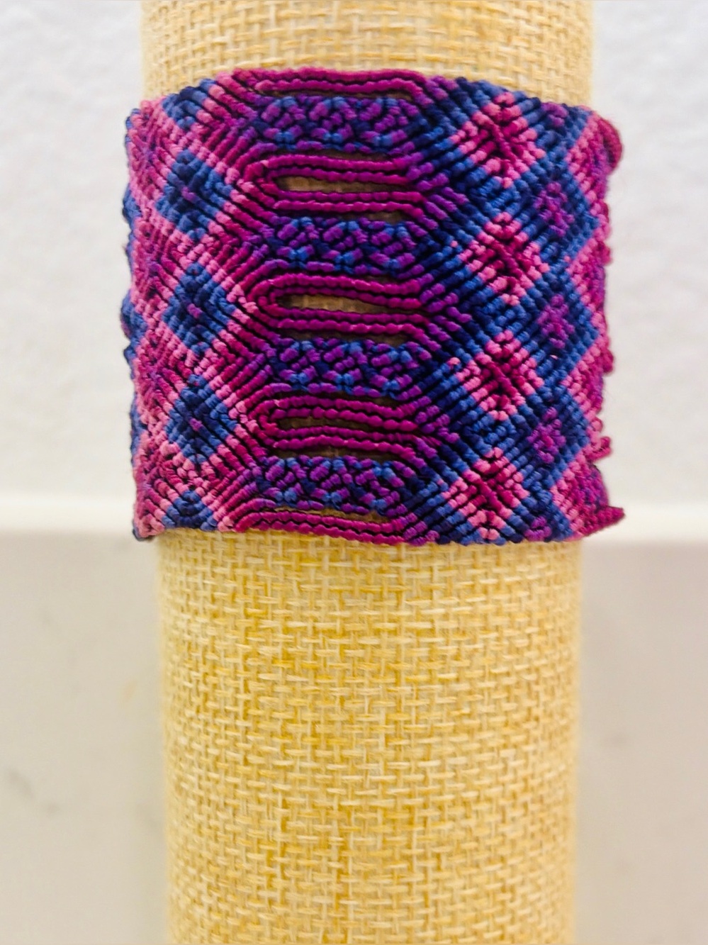 NWOT FREE PEOPLE Handwoven Pink & Purple Macramé Bracelet/Cuff